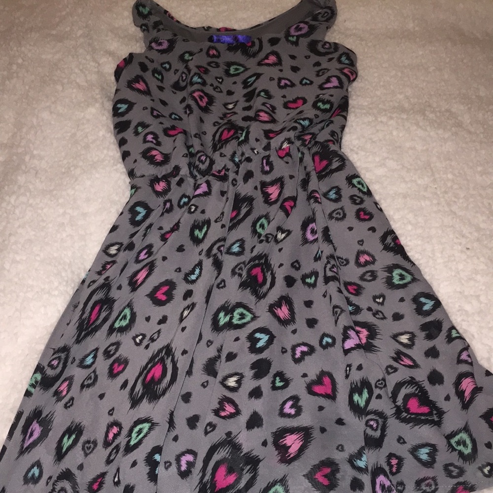 Gray multi colored heart dress